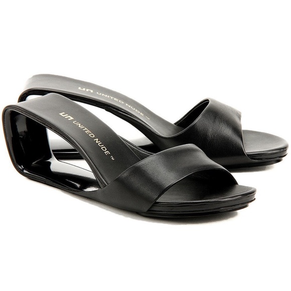 United Nude Shoes - UNITED NUDE Mobius mid leather black mule heels